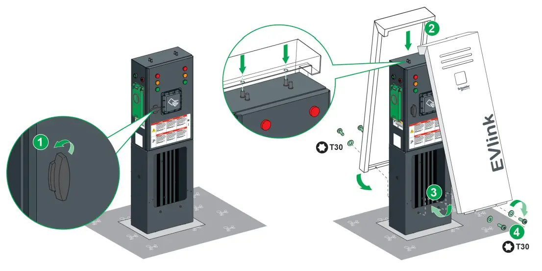 Schneider Electric EVF2S22P44 Evlink PARKING Floor Standing 22KW 2xt2 With Shutter - fig 42