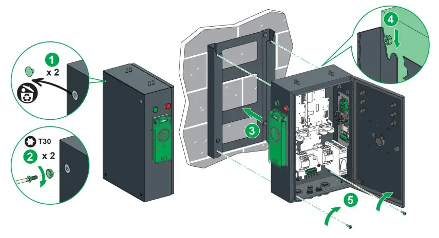 Schneider Electric EVF2S22P44 Evlink PARKING Floor Standing 22KW 2xt2 With Shutter - fig 48