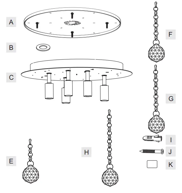 urban ambiance UQL2081 Crystal Flush Mount Ceiling Light-