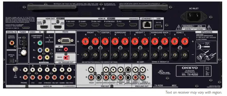 ONKYO TX RZ50 9.2 Channel THX Certified AV Receiver - Fig 5