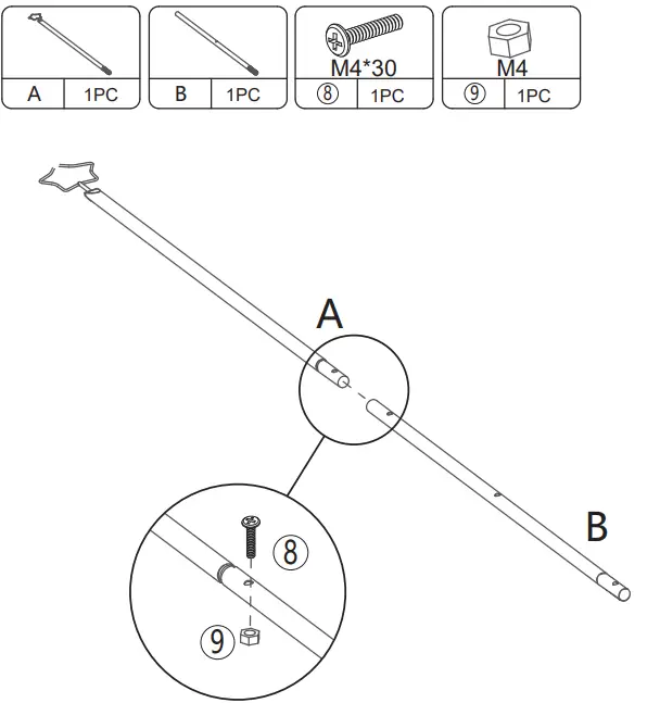 JAXSUNNY HG61U1207 Five Pointed Star Lamp String Holder 6pcs -PRODUCT ASSEMBLY