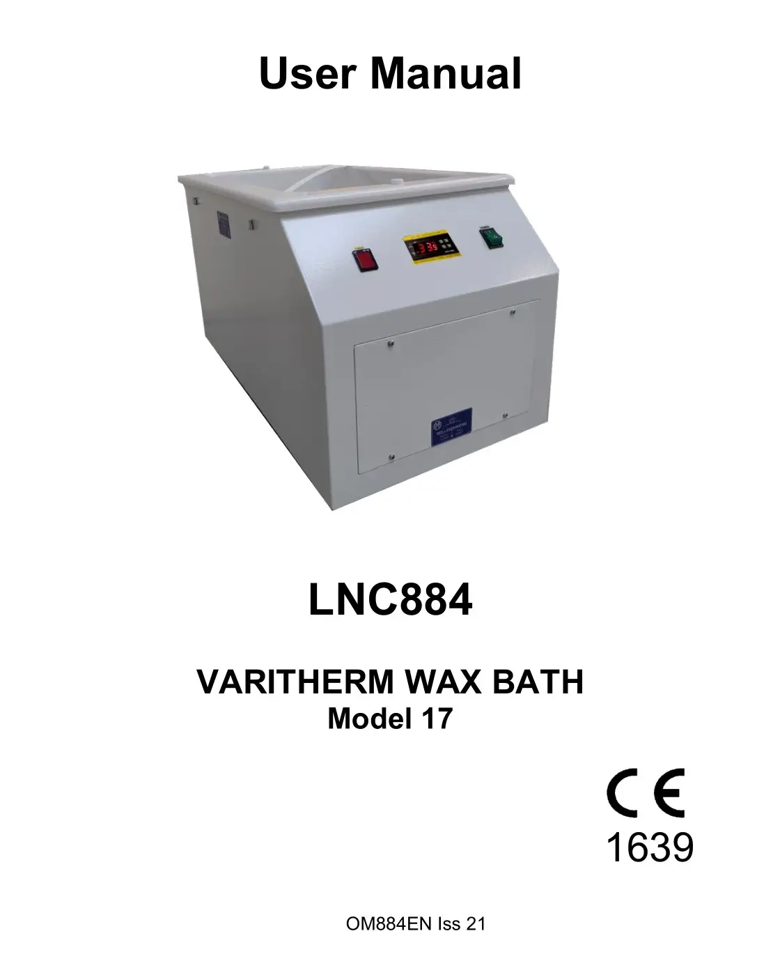 EMS Physio LNC884 Varitherm Wax Bath User Manual