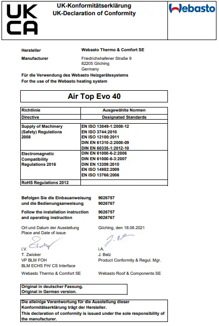 Declaration of Conformity