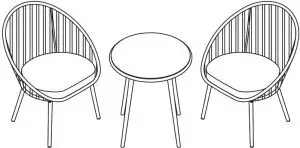 NUU GARDEN SRD001-01 3-Piece Metal Outdoor Bistro Set