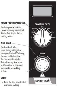 WINCO EMW-1000SD Commercial Stainless Steel Dial Control Microwave - power knob