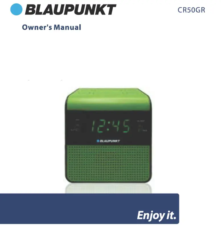 BLAUPUNKT Clock Radio Owner's Manual