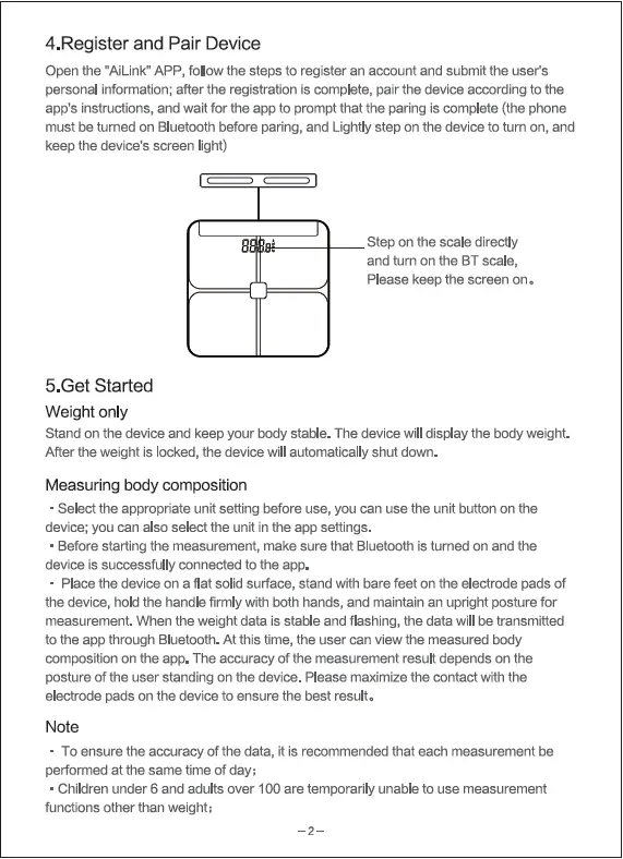 Fuzhou Huijia Electronic Commerce BCA-381BC Eight-Electrodes Bluetooth Body Composition Scale User Manual-2