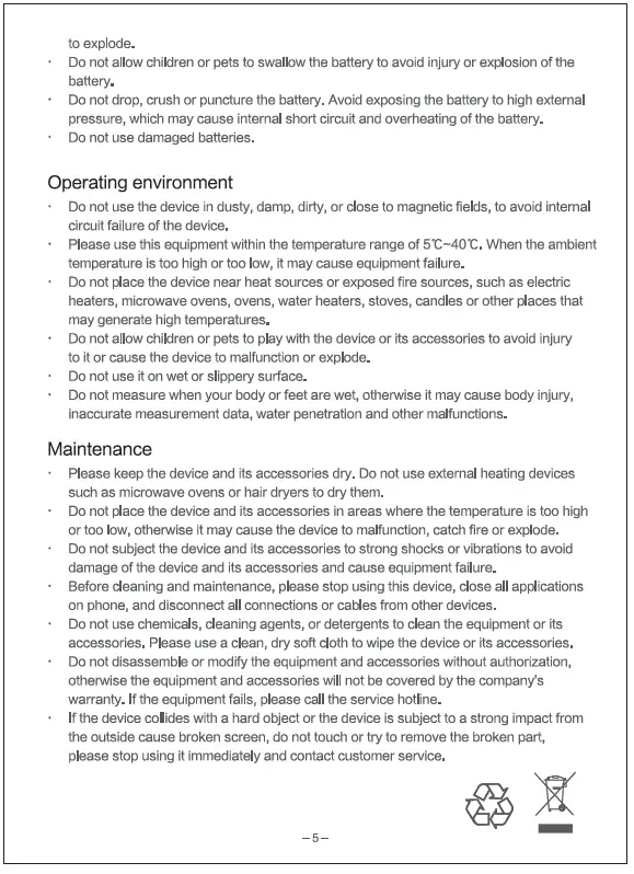 Fuzhou Huijia Electronic Commerce BCA-381BC Eight-Electrodes Bluetooth Body Composition Scale User Manual-5