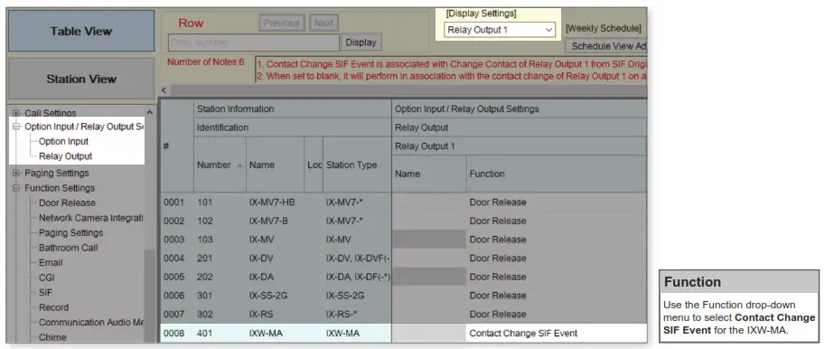 AIPHONE IXW-MA-SOFT IP Video Intercom- Output Settings