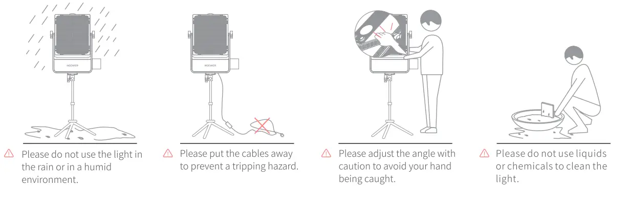NEEWER NL140 Convex Glass Featured Plastic LED Light - CAUTION