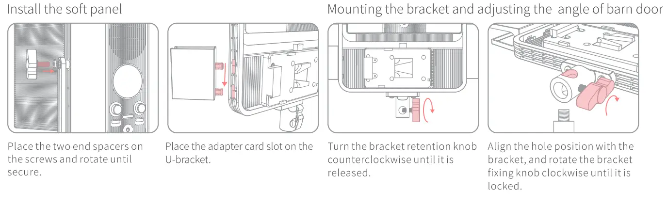 NEEWER NL140 Convex Glass Featured Plastic LED Light - nstallation Steps