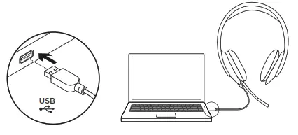 logitech H540 USB Computer Headset - CONNECTING THE HEADSET