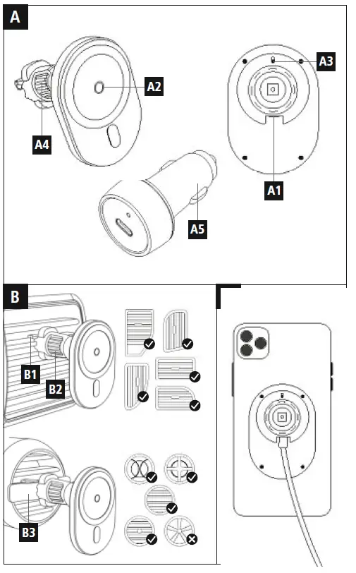 hama 00201676 MagCharge Car FC15 Wireless Car Charger-1