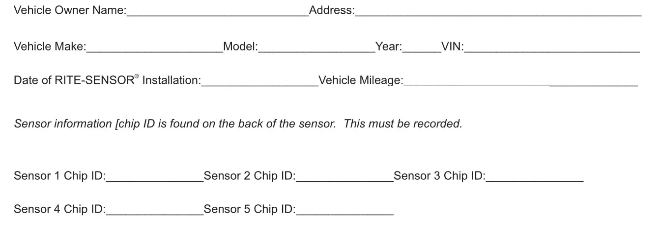 BARTEC RS1000 Programmable TPMS Rite Sensor - CONSUMER INFORMATION