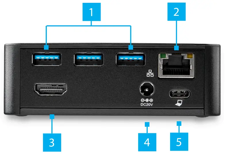 StarTech com USB-C Docking Station for Laptops - Rear View