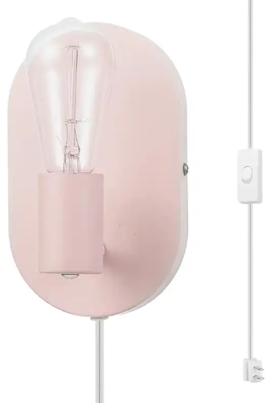 globe 91002303 Kiel 1-Light Matte Pink Plug-In or Hardwire Wall Sconce