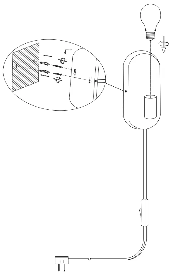 globe 91002303 Kiel 1-Light Matte Pink Plug-In or Hardwire Wall Sconce  Plug-in Installation
