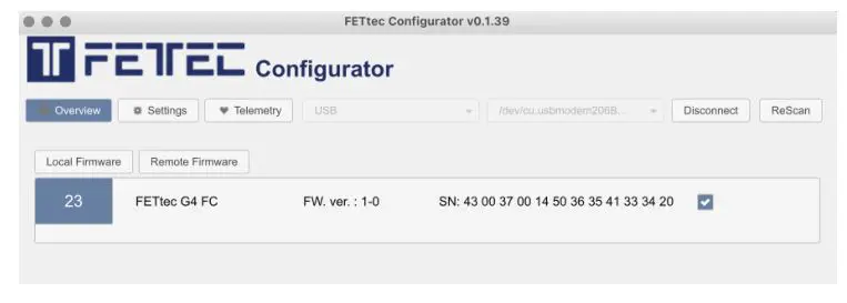 FETTEC FC G4-N Kiss FC G4 Flight Controller - You should see the FETtec FC G4 as shown.