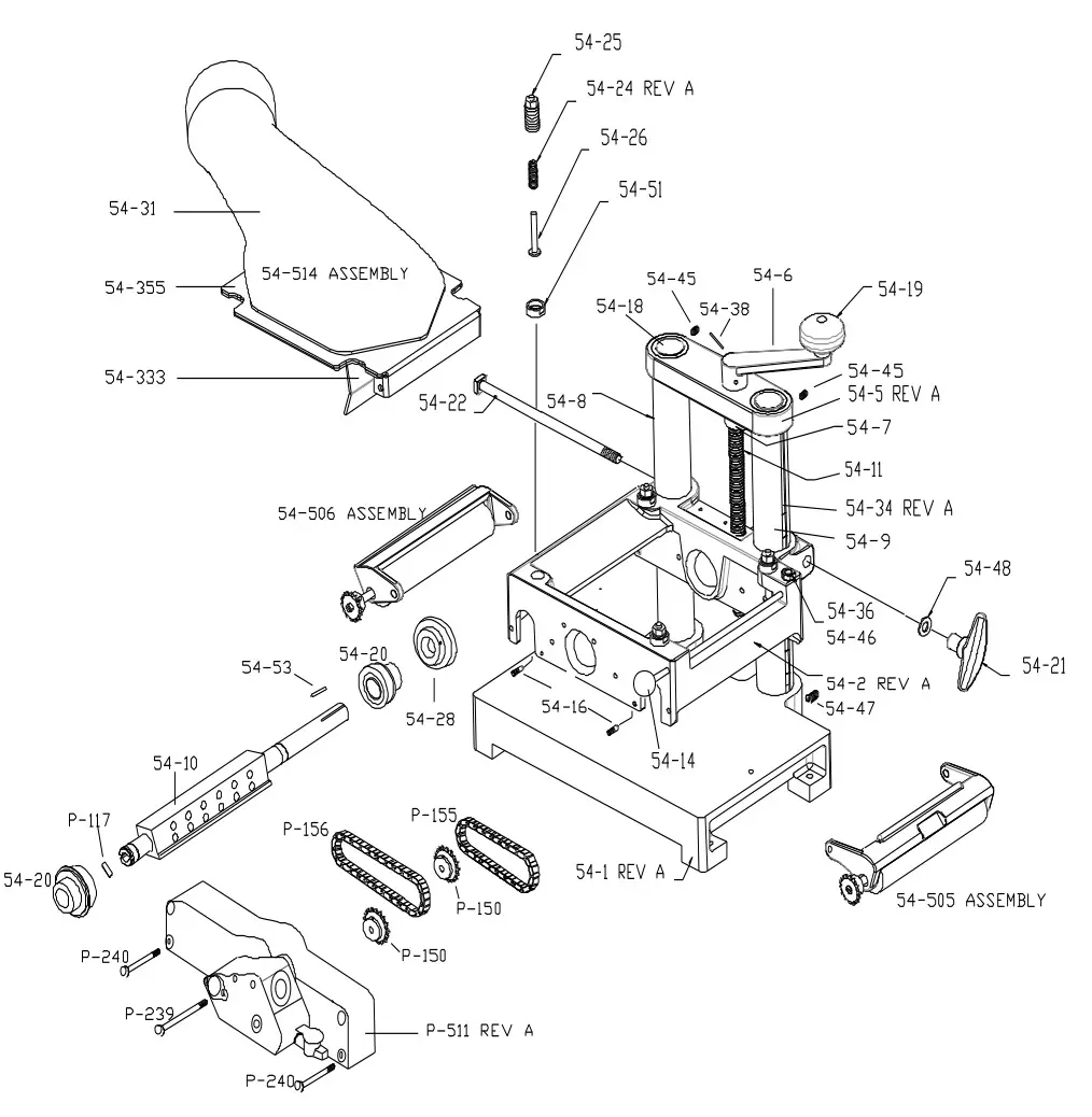 Williams Hussey 154CE Single Phase, 230V, AC - EXPLODED VIEW 154CE MOLDER