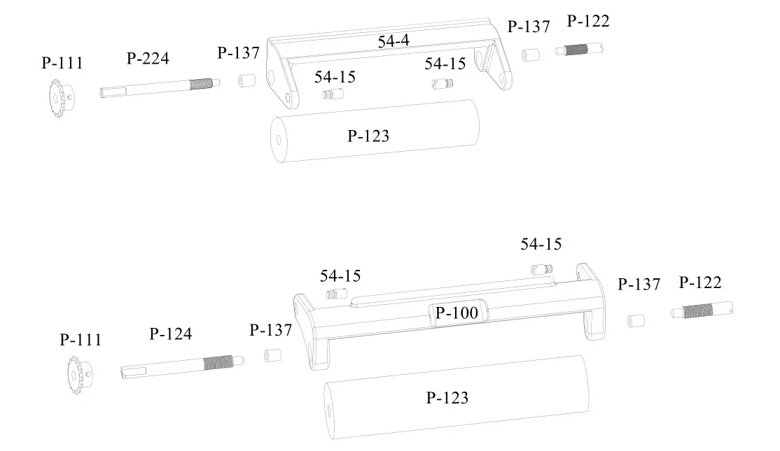 Williams Hussey 154CE Single Phase, 230V, AC - EXPLODED VIEW FEED ROLL ASSEMBLIES