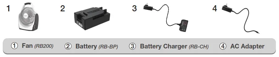 Lasko Battery Fan RB200 - Parts