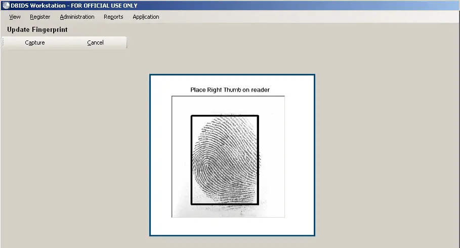 Figure 11. Update Fingerprint Screen – Ready to Capture