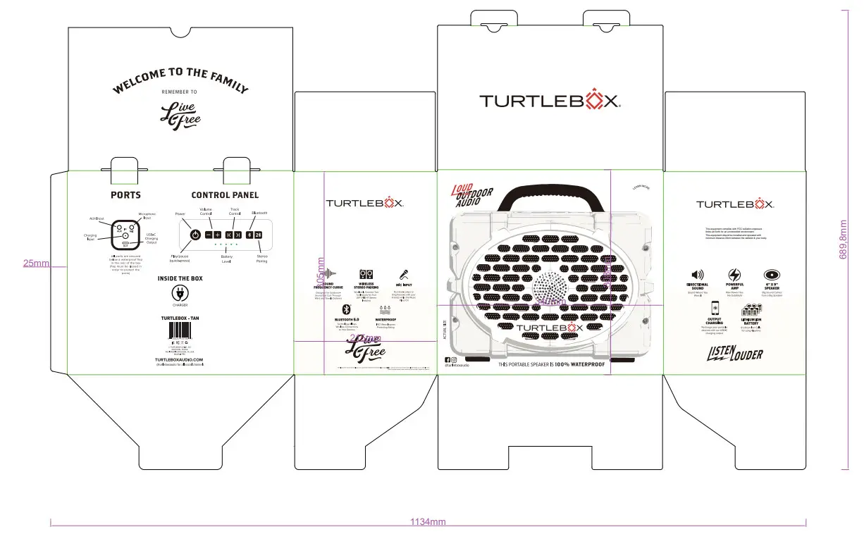 TURTLE BOX TP-ALLE-21024 Water Proof Outdoor Bluetooth Speakers