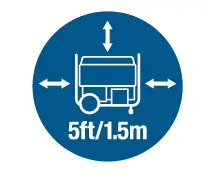 Keep all objects at least 5 feet