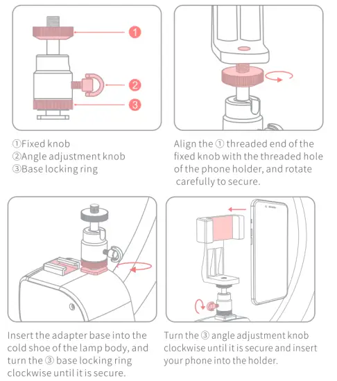 NEEWER WRP18 Smart Ring Light - Attach the phone holder
