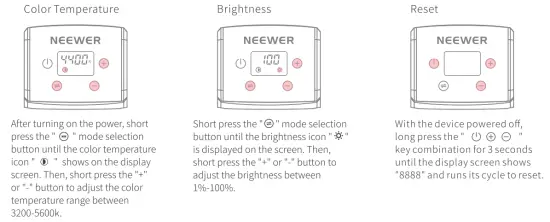 NEEWER WRP18 Smart Ring Light - Functions mode