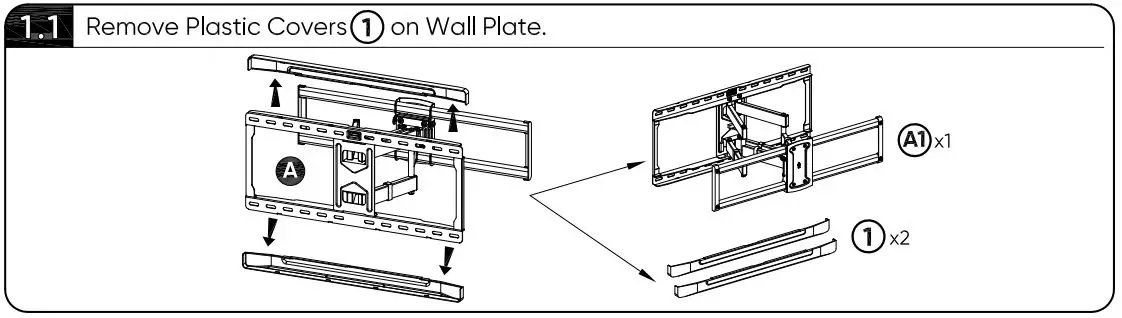 onn 100027961 50-Inch Full Motion TV Wall Mount User Guide - Attach TV Brackets to TV