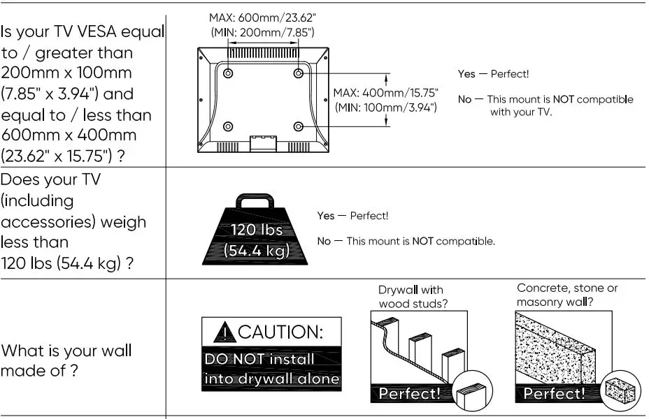 onn 100027961 50-Inch Full Motion TV Wall Mount User Guide - Before Getting Started
