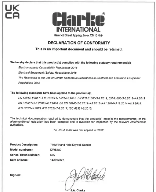 Clarke DWS180 Hand Held Drywall Sander-fig24