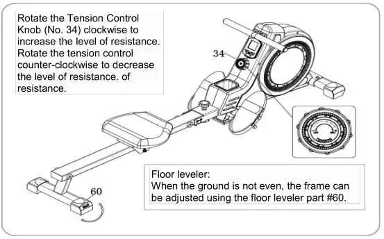 LIFESPAN Magnetic Rowing Machine - Adjusting resistance level