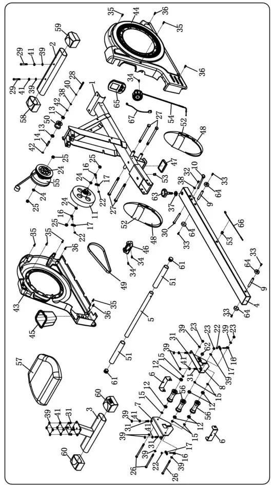 LIFESPAN Magnetic Rowing Machine - EXPLODED DIAGRAM
