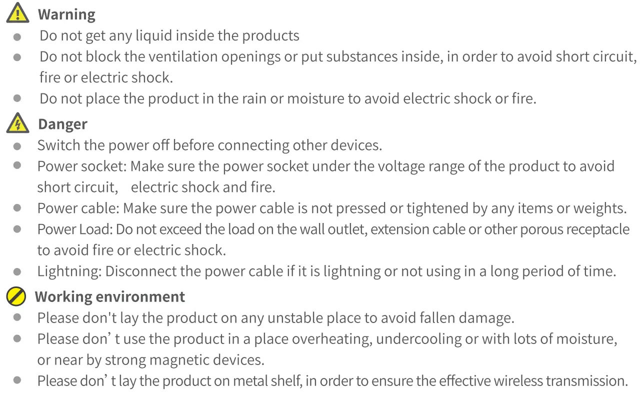 SWIT CURVE500 TX Wireless Video Transmission User Manual - Safety Precautions