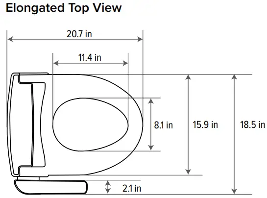brondell CSG15 Swash Advanced Bidet Seat - Product Dimensions