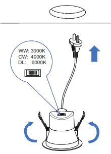 martec TLRD3459WD 9W Tricolour LED Downlight Matt - fig4