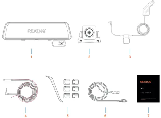 REXING M3 1080p 3 Channel Mirror Dash Cam with Smart BSD GPS