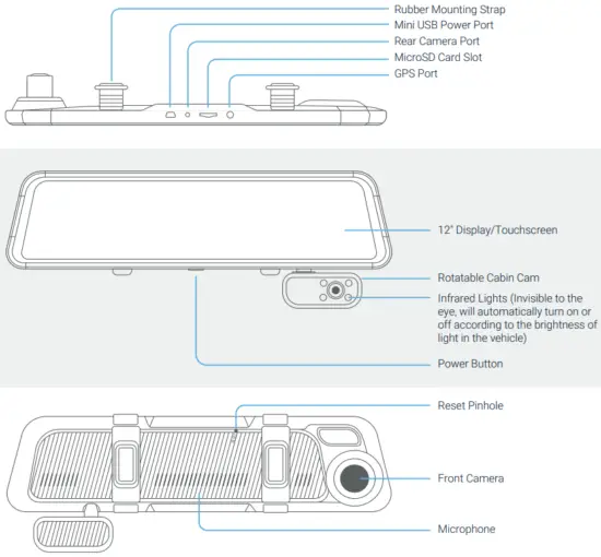 REXING M3 1080p 3 Channel Mirror Dash Cam with Smart BSD GPS - Image 50