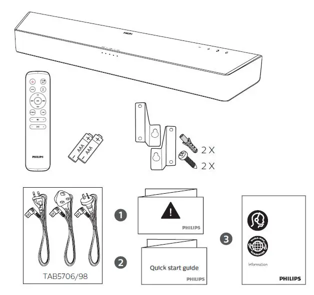 PHILIPS TAB5706 5000 Series Soundbar 2.1 With Built-in Subwoofer fig 1