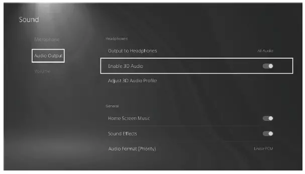 3d audio setting