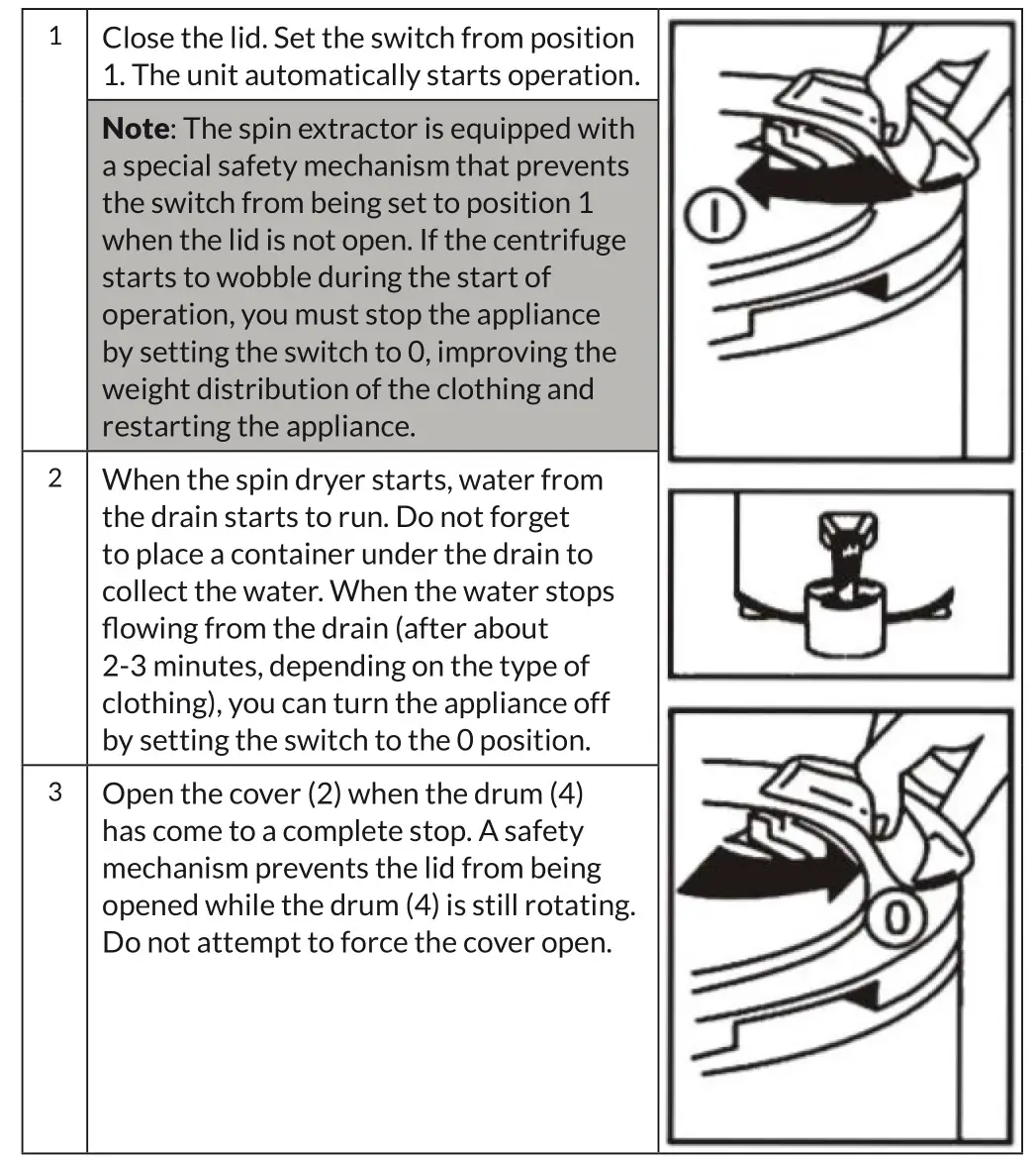 KLARSTEIN WS-3500 Spin Dryer - OPERATION