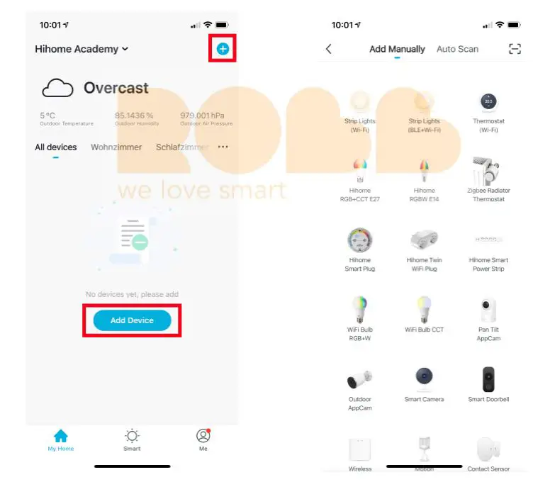 HIhome WAL-RGBCCT27 Smart LED WiFi Lamp - Add device and choose Lighting Devices