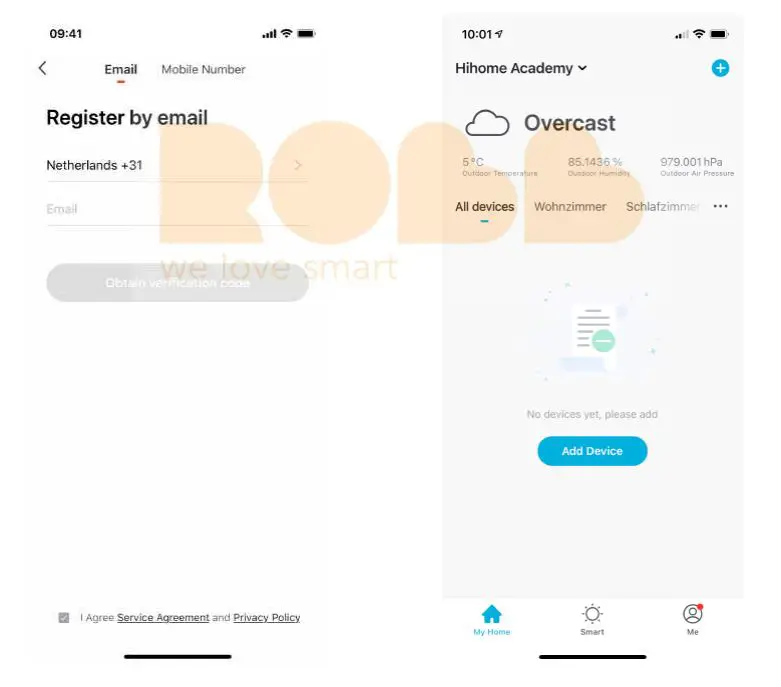 HIhome WAL-RGBCCT27 Smart LED WiFi Lamp - Register and log in
