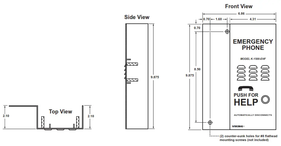 VIKING K-1500-EHFA Emergency Phone without Auto Dialing - Mounting