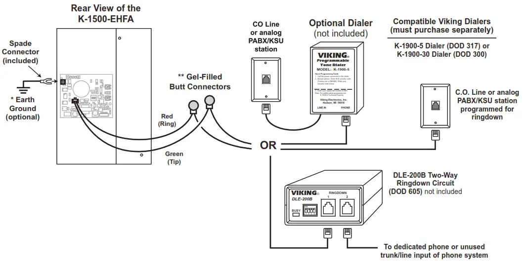 VIKING K-1500-EHFA Emergency Phone without Auto Dialing - Wiring