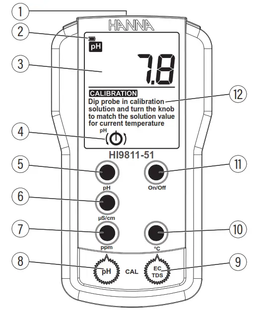 HANNA HI9811 51 Portable Temperature Meter - LCD DISPLAY