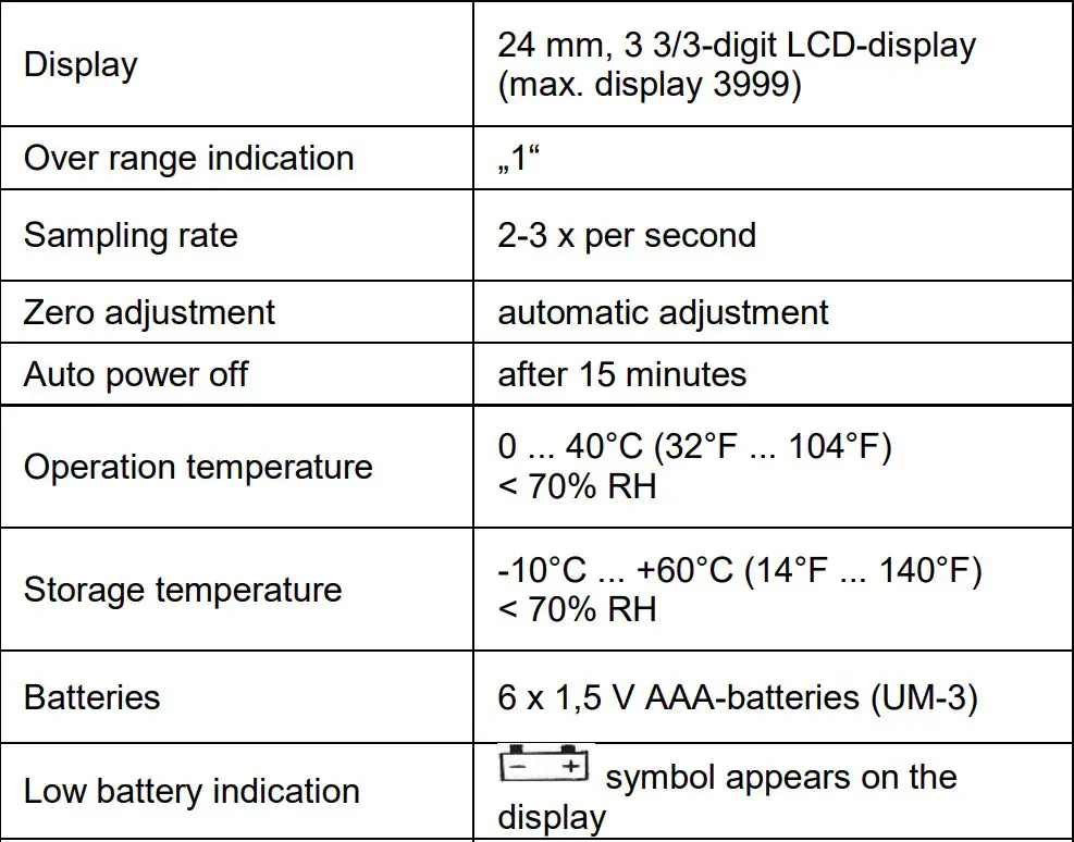 PeakTech 2700 Digital Earth Resistance Tester User Manual - Specifications