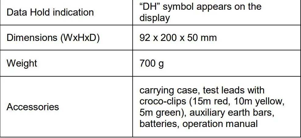 PeakTech 2700 Digital Earth Resistance Tester User Manual - Specifications